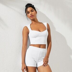 ALO Yoga White Sleeveless Crop Top